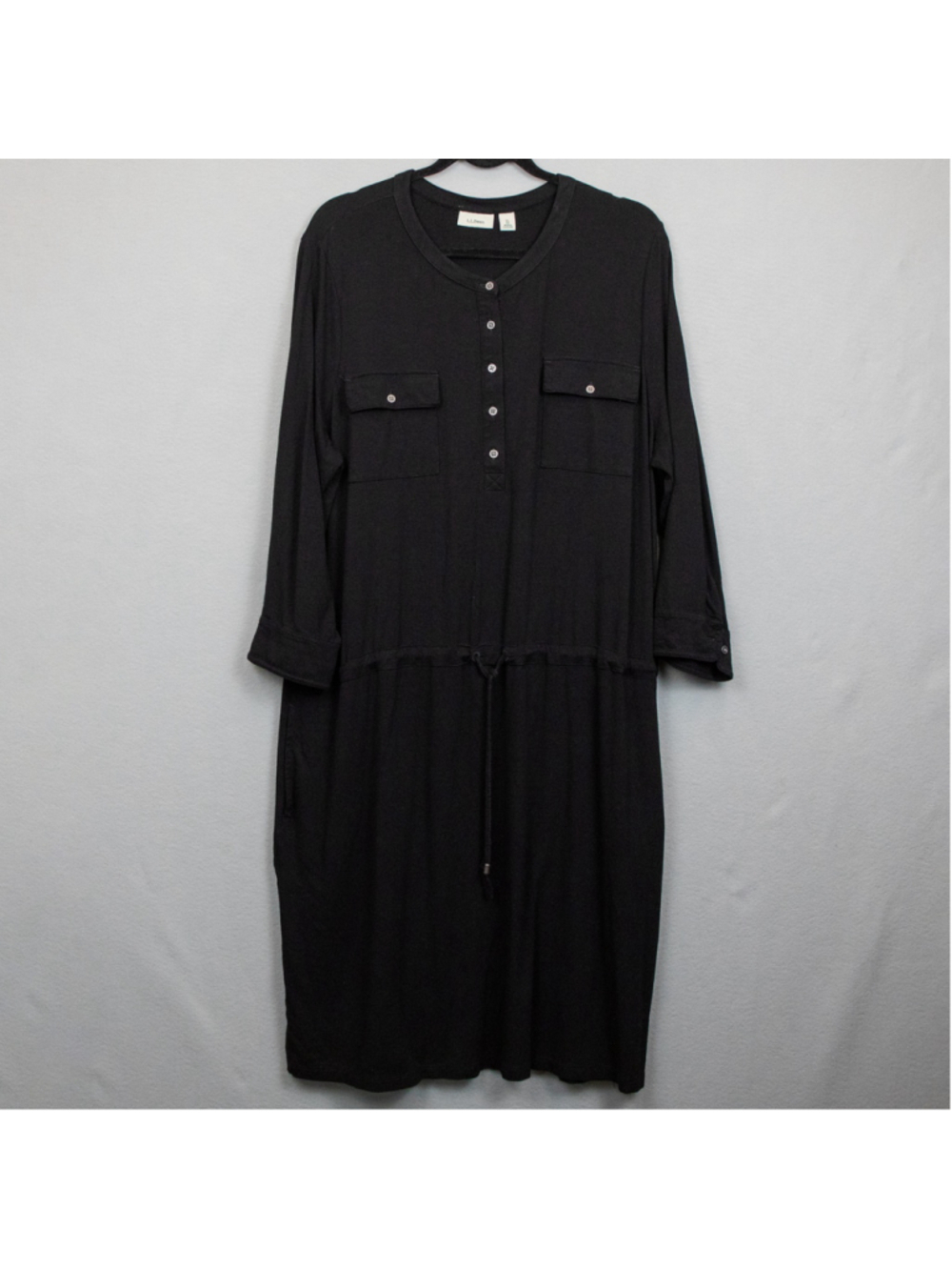 L.L. Bean black long sleeve drawstring waist dress-XL